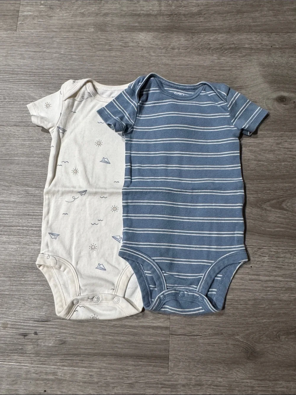 Carters Paper Planes/Stripes Short Sleeve Bodysuit Bundle